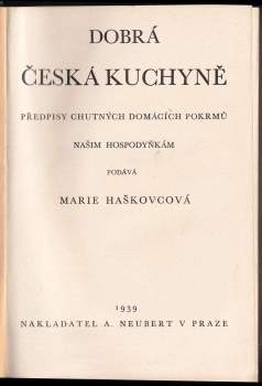 Marie Haškovcová: Dobrá česká kuchyně
