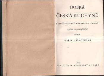 Marie Haškovcová: Dobrá česká kuchyně