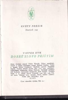 Viktor Dyk: Dobré slovo příštím