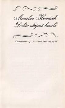 Miroslav Horníček: Dobře utajené housle