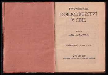 John Phillips Marquand: Dobrodružství v Číně