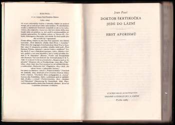 Jean Paul: Doktor Škrtikočka jede do lázní ; Hrst aforismů
