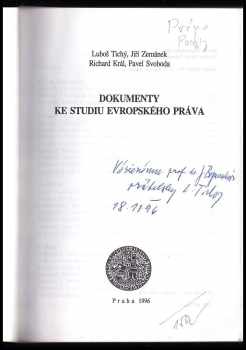 Luboš Tichý: Dokumenty ke studiu evropského práva