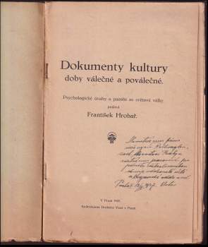 František X Hrobař: Dokumenty kultury doby válečné a poválečné