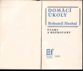 Bohumil Hrabal: Domácí úkoly