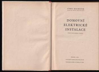 Cyril Macháček: Domovní elektrické instalace