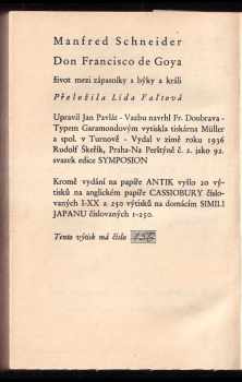 Manfred Schneider: Don Francisco de Goya, život mezi zápasníky s býky a králi