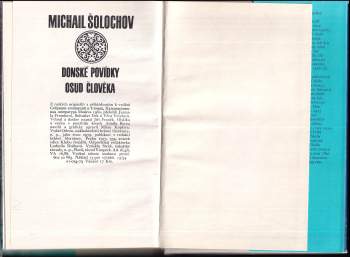 Michail Aleksandrovič Šolochov: Donské povídky ; Osud člověka