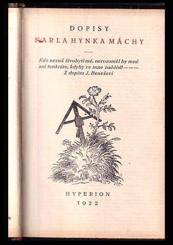 Karel Hynek Mácha: Dopisy Karla Hynka Máchy