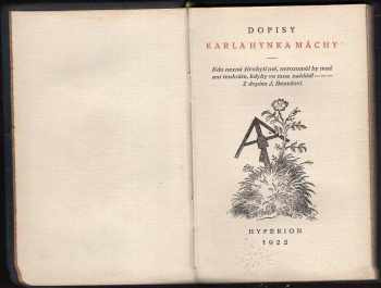 Karel Hynek Mácha: Dopisy Karla Hynka Máchy