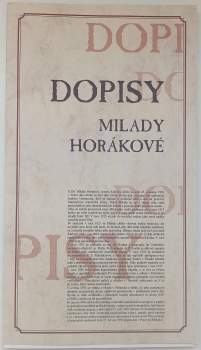 Milada Horáková: Dopisy Milady Horákové