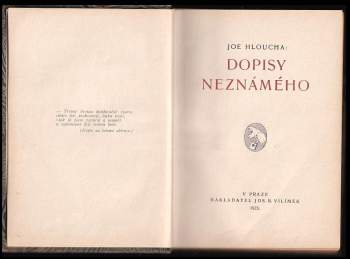 Joe Hloucha: Dopisy neznámého