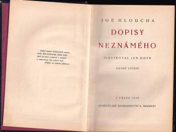 Joe Hloucha: Dopisy neznámého