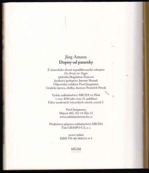 Jürg Amann: Dopisy od panenky