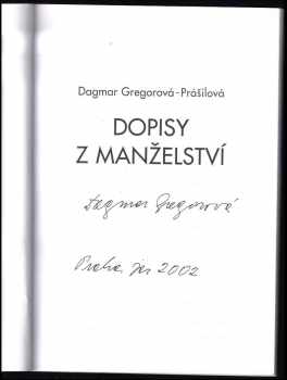 Dagmar Gregorová-Prášilová: Dopisy z manželství