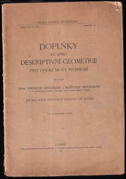 Doplňky ku spisu deskriptivní geometrie pro vysoké školy technické