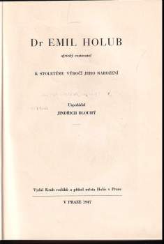 Emil Holub: Dr. Emil Holub