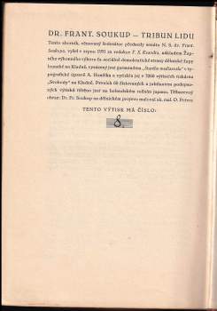 František Soukup: Dr. Frant. Soukup tribun lidu