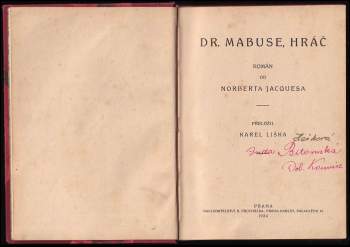 Norbert Jacques: Dr. Mabuse, hráč