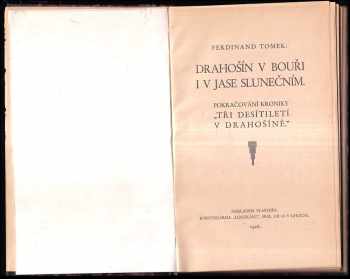 Ferdinand Tomek: Drahošín v bouři i v jase slunečním