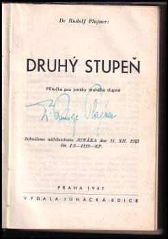 Rudolf Plajner: Druhý stupeň