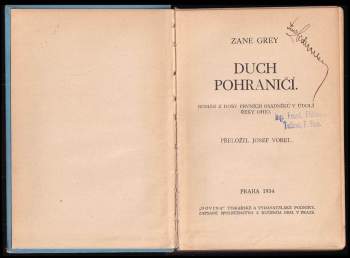 Zane Grey: Duch pohraničí