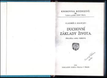 Vladimir Sergejevič Solov‘jev: Duchovní základy života