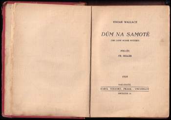 Edgar Wallace: Dům na samotě