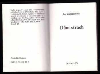 Jan Zahradníček: Dům Strach