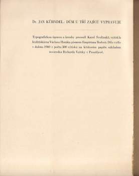 Jan Kühndel: Dům U tří zajíců vypravuje