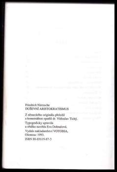 Friedrich Nietzsche: Duševní aristokratismus