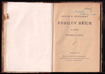 Gustav Roger Opočenský: Dusilův hřích a jiné příběhy z hor