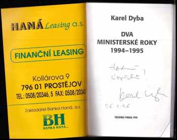 Karel Dyba: Dva ministerské roky 1994-1995