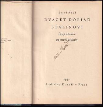 Josef Reyl: Dvacet dopisů Stalinovi