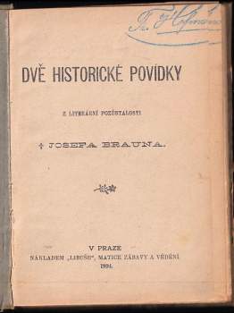 Josef Braun: Dvě historické povídky