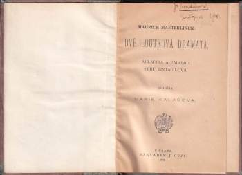 Maurice Maeterlinck: Dvě loutková dramata
