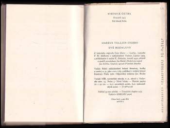 Marcus Tullius Cicero: Dvě rozmluvy