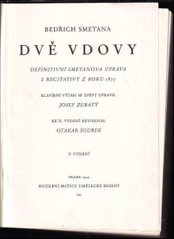 Bedřich Smetana: Dvě vdovy