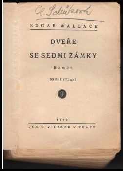 Dveře se sedmi zámky : román - Edgar Wallace (1929, Jos. R. Vilímek) - ID: 190991