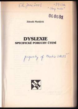 Zdeněk Matějček: Dyslexie