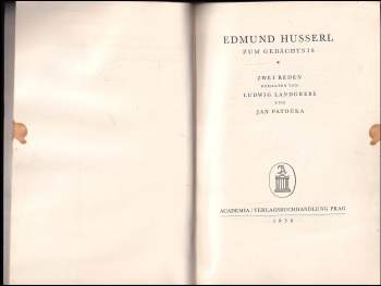 Jan Patočka: Edmund Husserl zum Gedächtnis