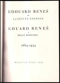Edvard Beneš: Edouard Beneš et la Petite entente