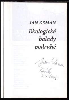 Jan Zeman: Ekologické balady podruhé