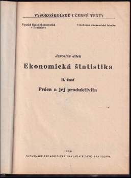 Jaroslav Jílek: Ekonomická štatistika II. časť