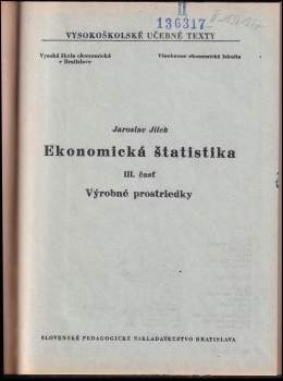 Jaroslav Jílek: Ekonomická štatistika