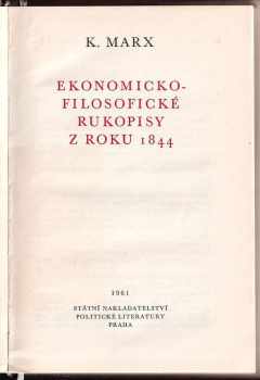 Karl Marx: Ekonomicko-filosofické rukopisy z roku 1844