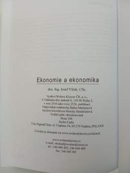 Josef Vlček: Ekonomie a ekonomika