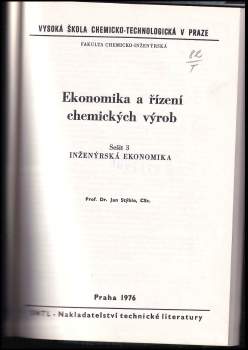 Jan Stýblo: Ekonomika a řízení chemických výrob