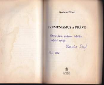 Stanislav Přibyl: Ekumenismus a právo