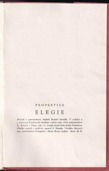 Sextus Propertius: Elegie